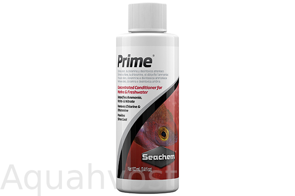 Средство Seachem Prime для удаления хлора, хлорамина, аммония, нитритов, нитратов и тяжелых металлов, 100мл, 5мл на 200л