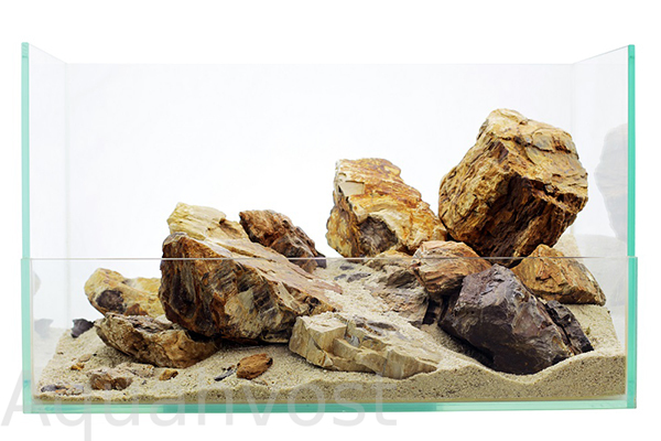 Камни GLOXY "Окаменелое дерево" разных размеров, 1 кг