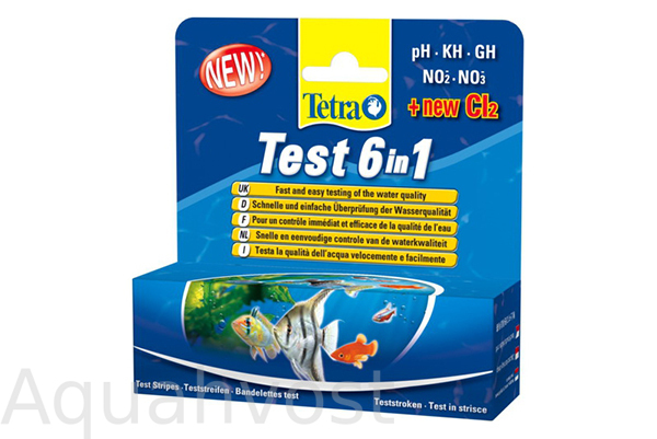 Тест-полоски TETRA 6 в 1 pH/KH/GH/NO2/NO3/Cl2, для пресной воды, 25 шт