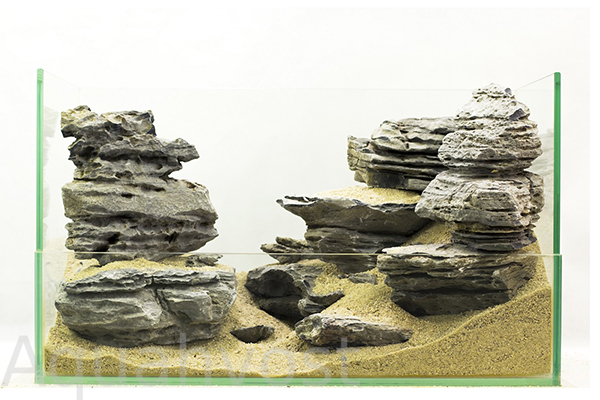 Камни GLOXY  "Черная скала" разных размеров, 1 кг